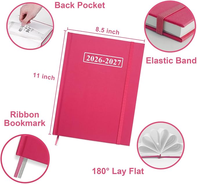 Planner 2026-2027 - 8.5'' × 11'' Weekly & Monthly Planner from July 2026 to June 2027, Large Planners 2026-2027 with Pefect Organizer, Fabric Cover, Inner Pocket, Pink
