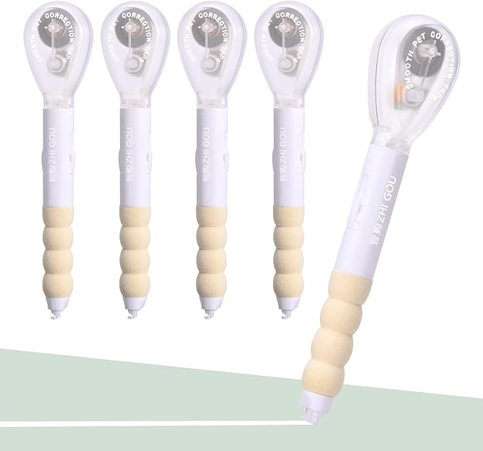 Temiary 4 Pcs White Correction Tape Pen, 19.69 ft Smooth Pull Out Tape Pens, Instantly Dry, Easy to Use Applicator for School Office Supplies (White)
