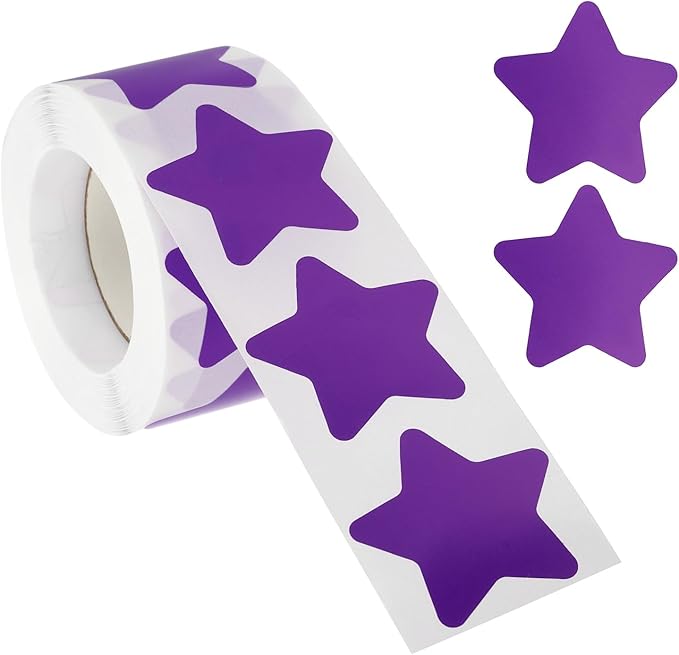 PATIKIL Star Stickers Roll 1.5", 500 Pcs Self-Adhesive Reward Stickers for Classroom Teacher Supplies and DIY Craft, Purple