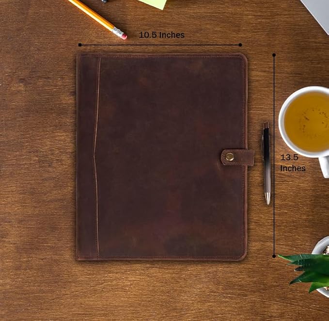 PIDAVLIYA'S Leather Portfolio, Leather Binder with Pen, Leather Portfolio for Men and Women, Leather Padfolio, Leather Folder, Portfolio Binder, Business Portfolio Men and Women (Brown)