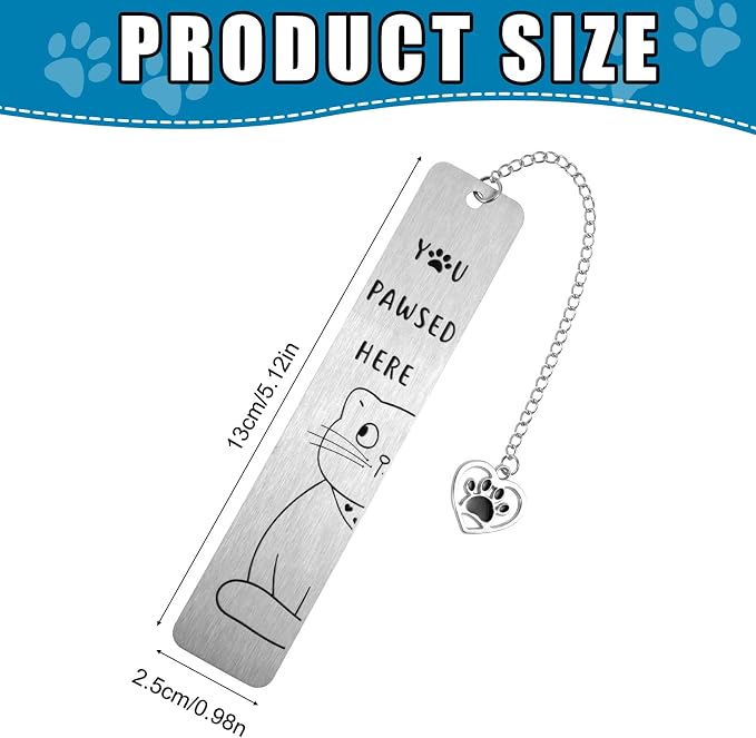 Cat Bookmark for Women, Zinc Alloy Kitten Book Marker with Heart Pendant Scarf Cat Design Fun Animal Bookmark Accessories for Reading Enthusiasts & Book Clubs