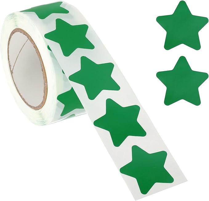 PATIKIL Star Stickers Roll 1", 500 Pcs Self-Adhesive Reward Stickers for Classroom Teacher Supplies and DIY Craft, Green