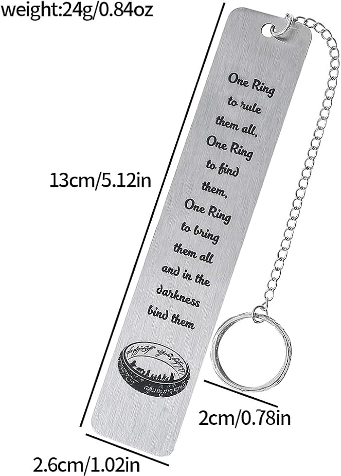 3Pcs Fantasy Bookmark Set - Metal Bookmarks with Elvish Leaf Pendant, Sword Charm & Evenstar Engraving, Epic Quotes Carved Jewelry for Book Lovers, Dark Academia Gifts for Readers (3Pcs-Silver)