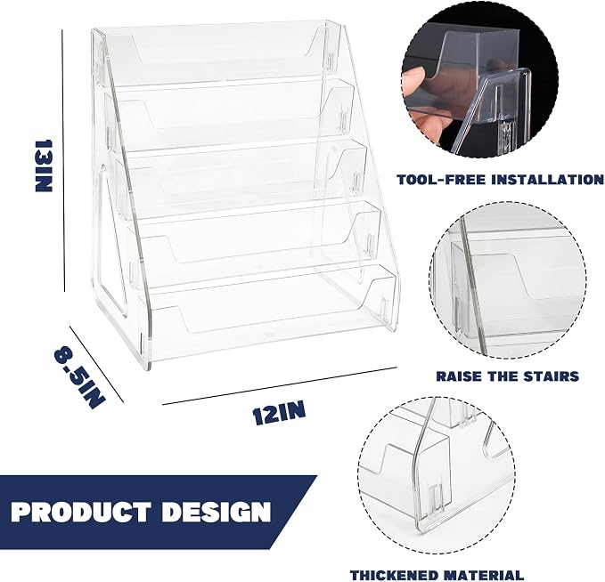 5 Tier Bookmark Display Stand for Vendors, Clear Bookmark Sticker Holder Greeting Card for Business Vendor, Retail Store Shop