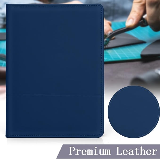 Padfolio Binder A5 Document Organizer with Refillable Lined Notepad, Junior Size Folder Portfolio for Men Women,Navy Blue.