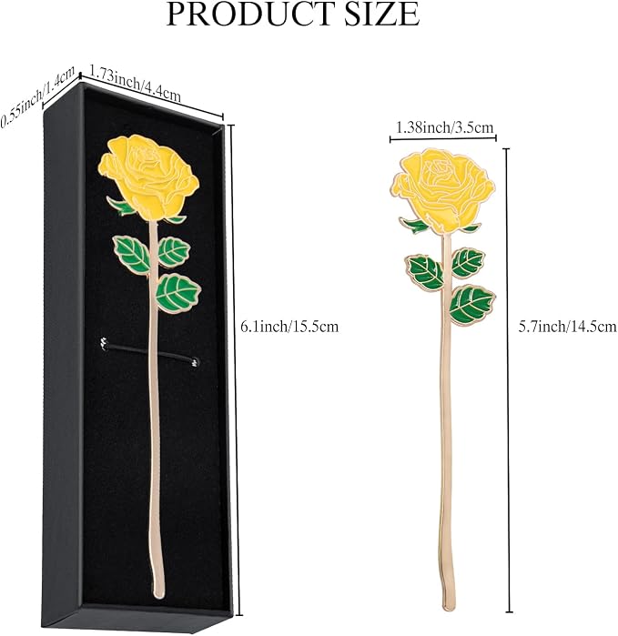 Metal Yellow Rose Bookmark Gift, Bookmarks for Women Mother's Day, Girlfriend and Friend Graduation, Teacher's Day, Thanksgiving, Cute Bookmarks Gift for Book Lovers