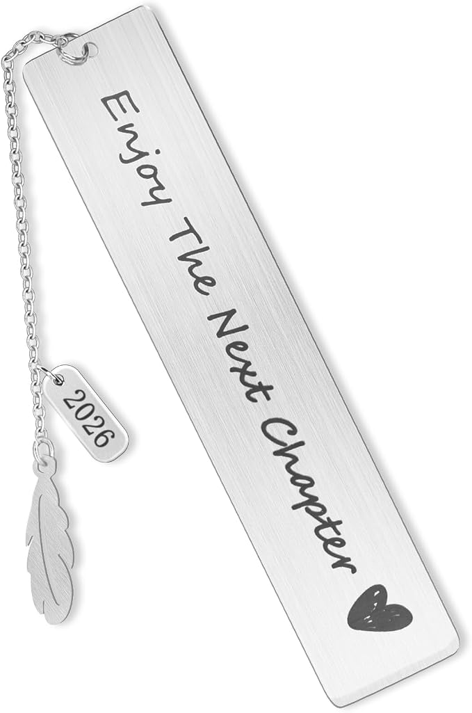 FunisFun Appreciation Gifts for Teachers, Enjoy The Next Charpter 2026 Metal Bookmark for Reading Lovers Writers Friends Coworker Teens, Book Accessories for Christmas New Year Graduation