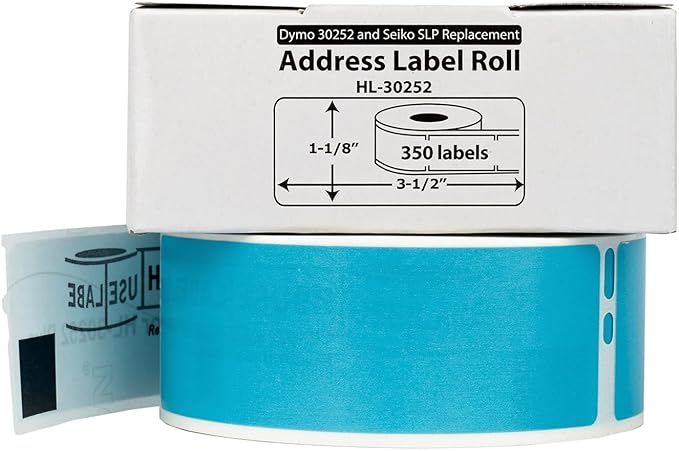 HOUSELABELS Compatible DYMO 30252 Blue Address Labels (1-1/8" x 3-1/2"), Strong Permanent Adhesive, Compatible with DYMO LW 450, 4XL, Rollo & Zebra Desktop Printers, 90 Rolls /8400 Labels