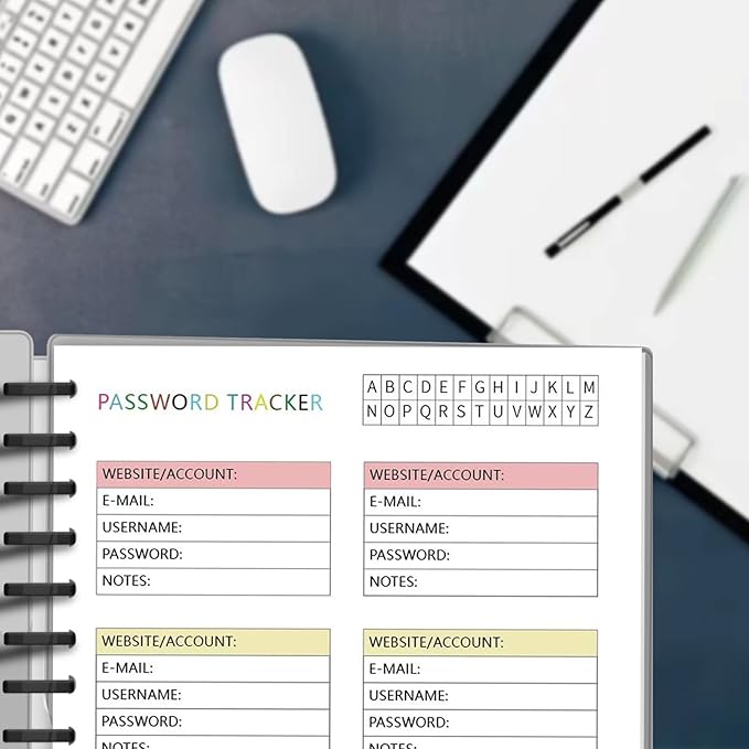 Insert for 9-Disc Classic, Color Password Tracke，Pre-punched Inserts, Refill Calendar