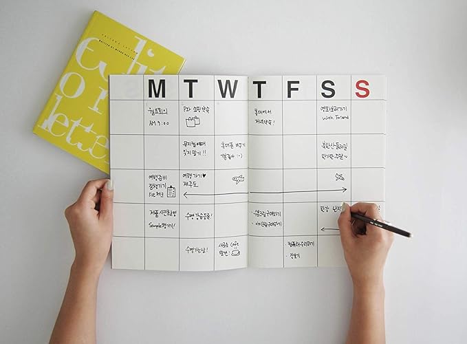 JSTORY Large Monthly Planner Lays Flat Undated Year Round Flexible Cover Goal/Time Organizer Thick Paper Eco Friendly Customizable Stitch Bound A4 16 Months 18 Sheets Black