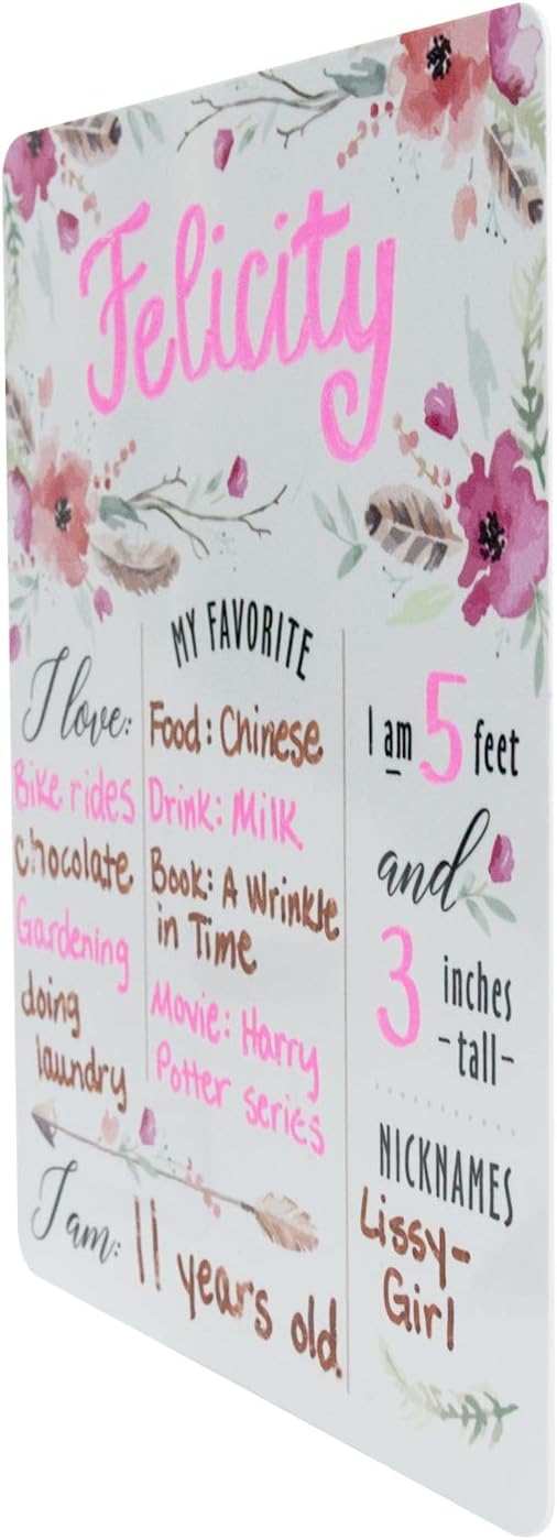 12" x 10" Boho Chic Birthday Sign/Milestone Whiteboard Style Photo Prop/Reusable Floral Dry Erase Board