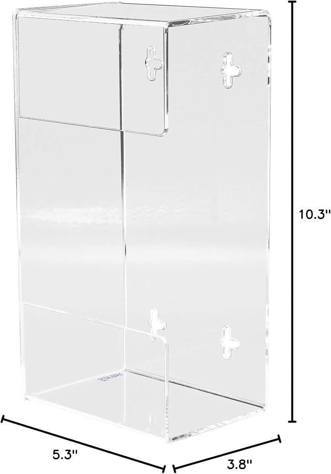 Kantek Wall Mounted Acrylic Glove Box Holder Dispenser, Single Box Capacity, for Use in Food Service, Healthcare, Hospitals, Restaurants, 10.3" x 3.8" x 5.3", Clear