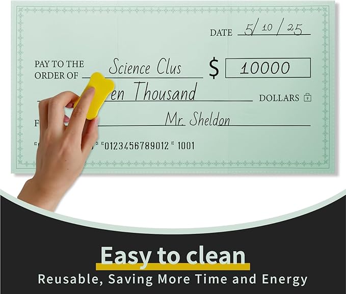 48 x 24 Inches Foldable Giant Check for Presentations, Dry Erase Big Blank Check, Large Fake Check, Oversized Checks for Fundraisers, Prizes, Awards,Retirement, Charity & Donation Events