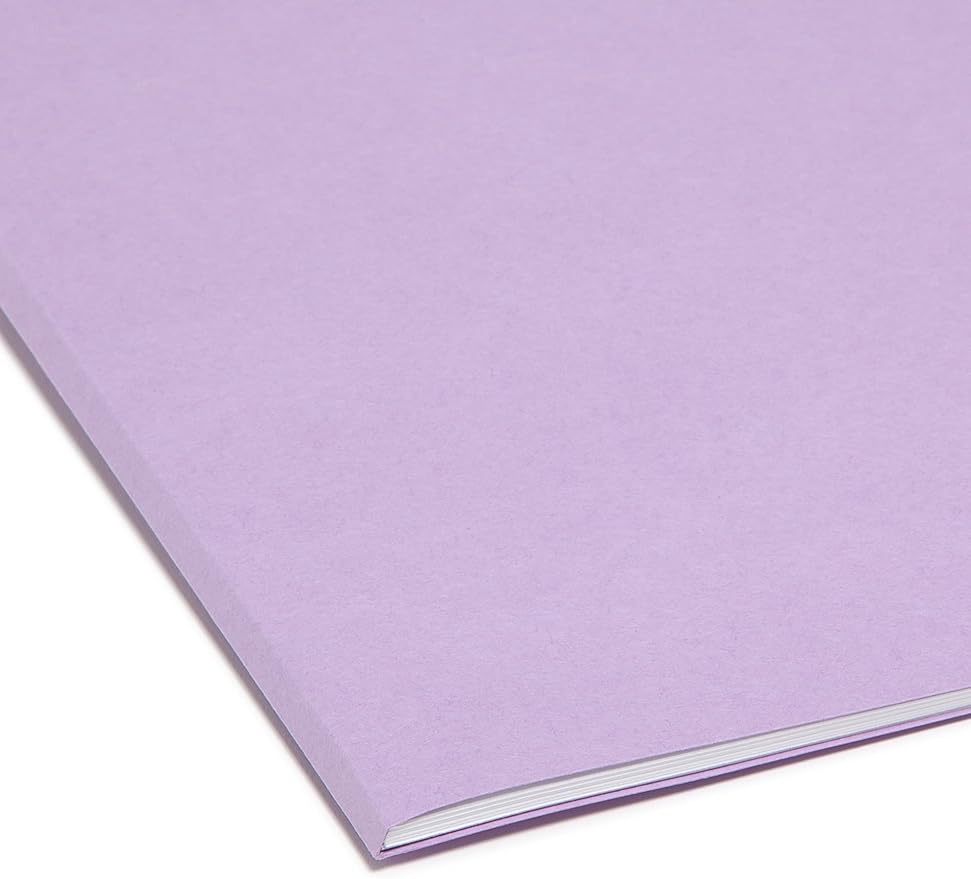 Smead File Folder, Reinforced Straight-Cut Tab, Letter Size, Lavender, 100 per Box (12410)
