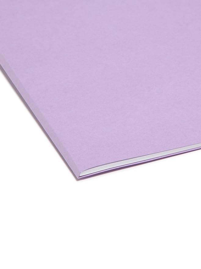 Smead File Folder, Reinforced 1/3-Cut Tab, Letter Size, Lavender, 100 per Box (12434)
