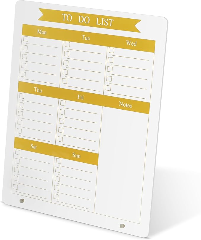 Weekly Planner Dry Erase Board for Desk,10''x12'',Acrylic Desk Calendar to Do List Planner Board with Stand, for Home Office School