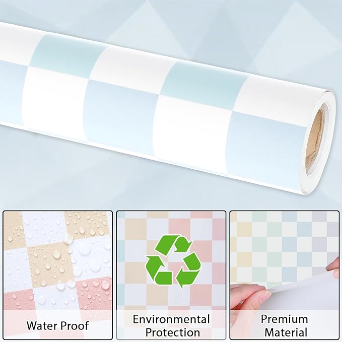 Pastel Rainbow Checkered Bulletin Board Paper Roll Colorful Bulletin Board Background Paper Back to School Classroom Decor Poster for Art Craft DIY Projects Home Office Party Supplies 17.7in x 20ft