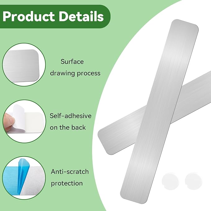 ZDZBLX Magnetic Board 6Pcs, Magnet Bulletin Board Frameless Stainless Steel Iron Board Strips, Adhesive Backing Metal Magnet Boards,Memo Strip for Wall School Office Home Use,Includes 10 White Magnets