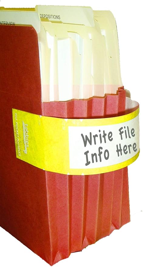Tabbies File Pocket Handles, 9.63 X 2, Yellow/White, 4/Sheet, 12 Sheets/Pack