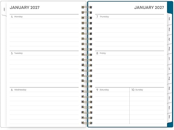 Blue Sky 2027 Weekly and Monthly Planner Calendar, January 2027 - December 2027, 5" x 8", Flexible Frosted Cover, Laminated Tabs, Durable Twin Wire Binding, Bakah Blue