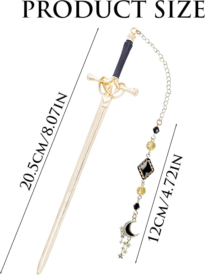 Charm Acotar Sword Bookmark - Fantasy Vintage Metal Book Marks Page Mark with Crystal Beads Moon Stars Charms for Women Men Students Teachers Reader Reading Lovers Birthday Gifts Accessories