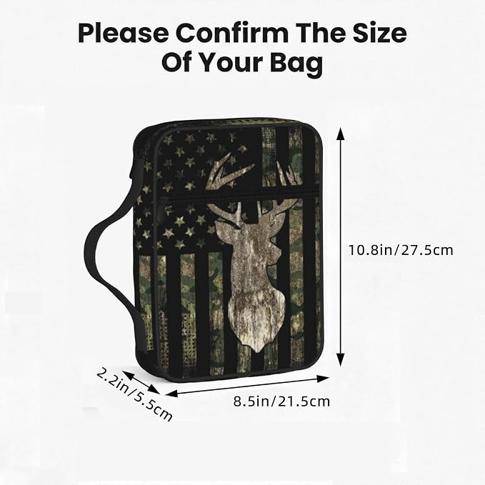 Camo Camouflage Hunting Deer Bible Cover Case Carrying Book Protector Case Bible Study Supplies Accessories Holder Case Christian Gift for Women Men