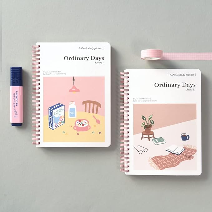 Monolike Ordinary days 4 Month Study Planner, Blanket - Academic Planner, Weekly & Monthly Planner, Study plan