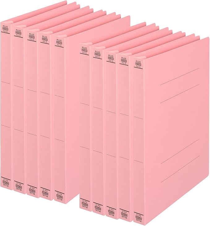Plus Flat File, Resin Jig, Thick Binding, 10.8 inches (300 mm), A4, Vertical, Pink, 10 Pkg No.021NW 79-048 x 10