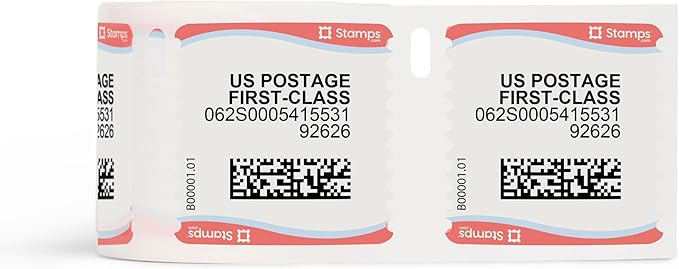 NetStamps 800-Pack (4 Roll) Printable Postage Labels (Stamps.com Subscription Required) - Print Approved Postage - Inkjet & Laser Printers - Business, Personal, Home