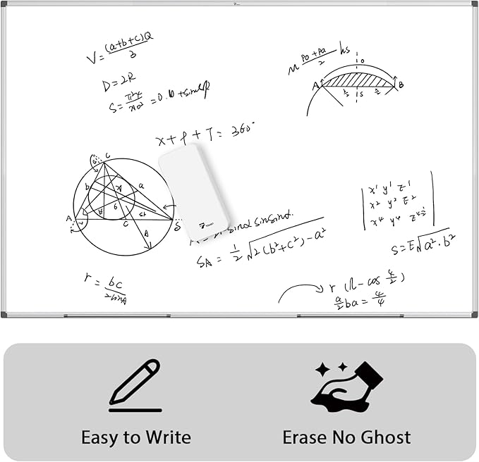 TOWON Silver Border Whiteboard Dry Erase, 72x48 in White Board Dry Erase, Presentation Magnetic Aluminum Framed Whiteboard, Dry Erase Board Wall Mounted with Markers, Pen Tray, Magnets, Cleaning Wipe