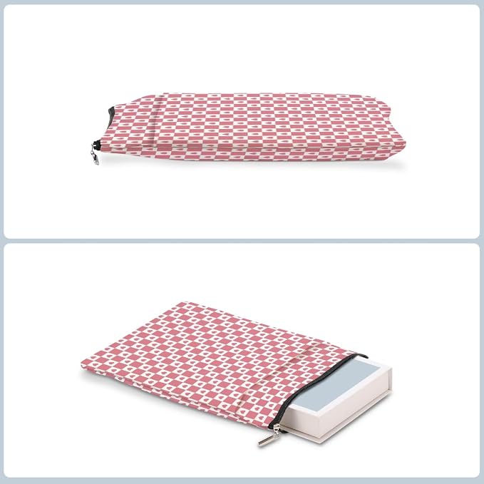 Heart Plaid Book Lovers Gifts Book Sleeve Vintage Checkered Waterproof Book Cover Book Pouch Book Protector with Front Pocket Book Club Christmas Birthday Gifts for Women Girl Niece Book Accessories