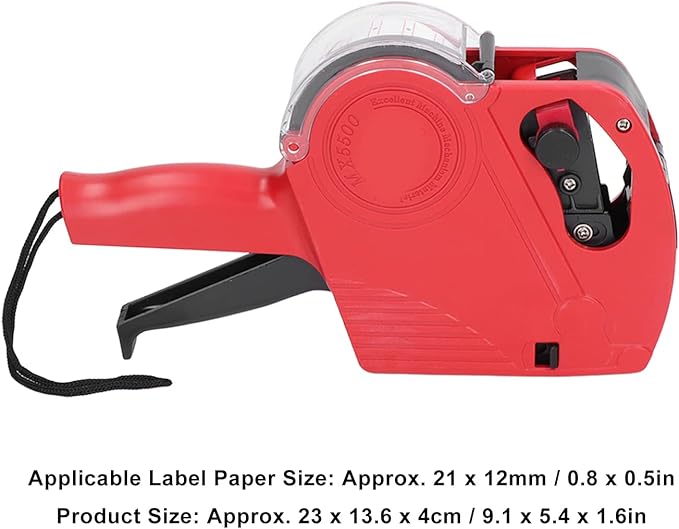 Eujgoov 8 Digits Price Tag Manual Labeling Machine Portable Label Maker with Price Label Machine (Red)