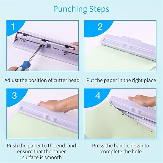 Adjustable Desktop Metal 4 Hole Punch 10 Sheet Capacity Paper with Waste Collector(E)