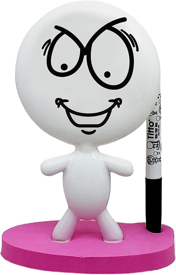 Dry Erase Board - TITTO Original, Draw Your Ideas - Spring Break Gifts - Ceramic Doll - Easter Deco Gifts - for Any Desk - Pink Work Home Office (Pink)