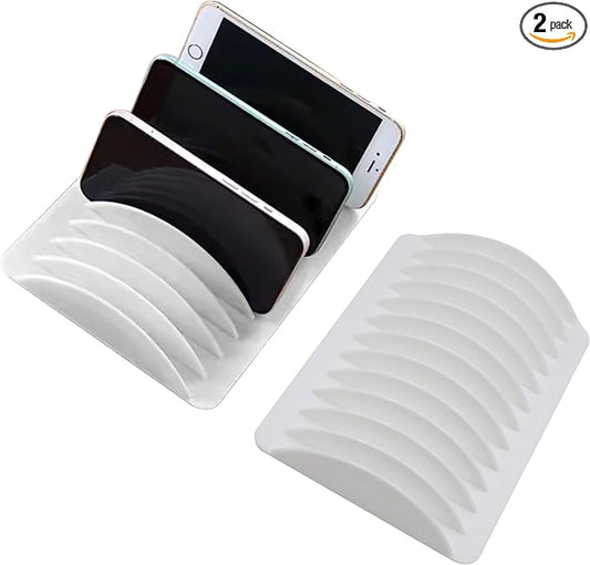 2 PCS Cell Phone Holder for Classroom, 24-Grid White Multiple Desktop Phone Storage Organizer Rack for Office School Classroom