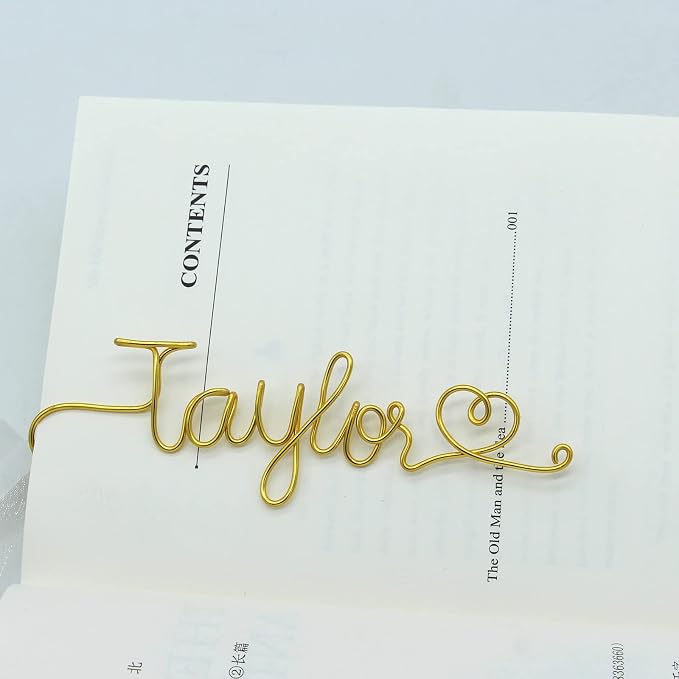 Personalized Wire Name Bookmark Custom Bookmark Unique Name with Heart Ideal Gift for Bookworm and Book Lover Teacher Father Husband Gift Anniversary Booklovers
