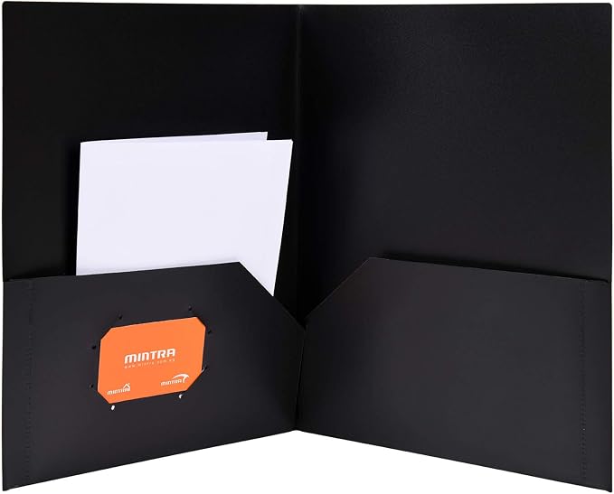 Mintra Office Poly Pocket Folders (Black, 8pk)