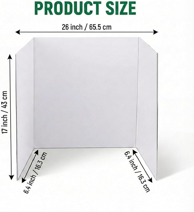 Trifold Poster Board, 26" x 17", 6-Pack, White Corrugated Project Boards for Science Fairs, School Projects, Event Displays, Business Presentations, Easy to Fold & Reusable