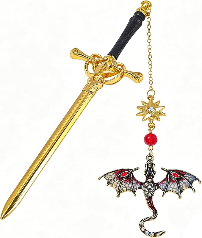 Letter Opener Envelope Slitter Mail Opener Tool Fourth Wing Fantasy Dragon Sword Bookmark, Inspirational Bookmarks for Book Lovers, Bookworm Reader School Office Supplies Gift Red Dragon