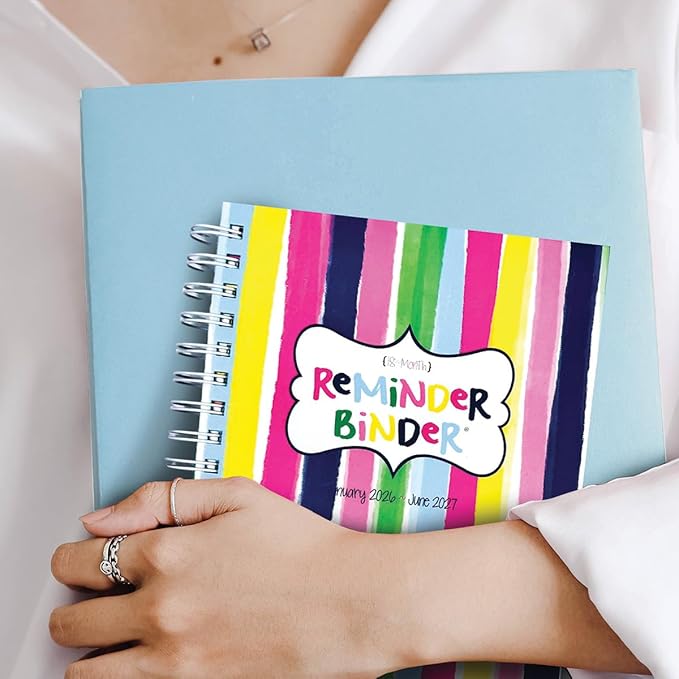 Reminder Binder 2026-2027 Planner – 18-Month Weekly & Monthly Calendar, 361 Stickers, Tabs, Hardcover, Elastic Closure, Pockets, To-Do Lists, Keepsake Gift Box