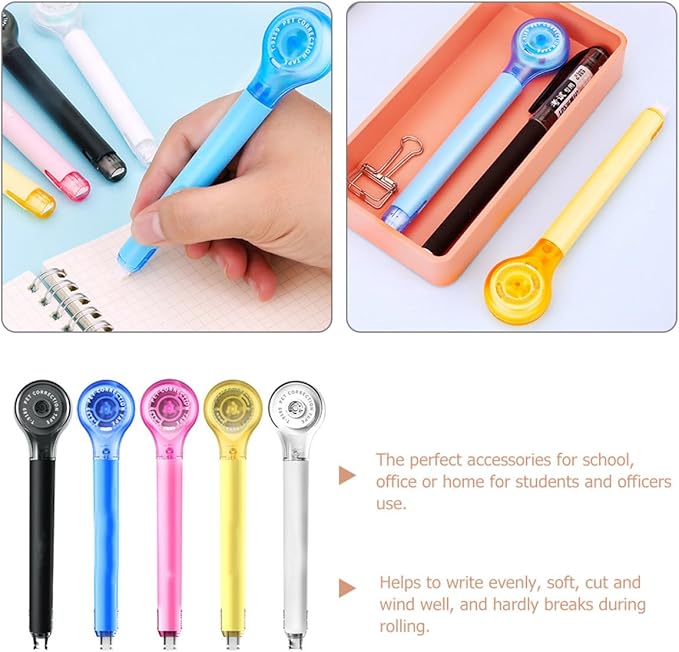Lurrose 5pcs Mini Correction Tape Pen Portable Student School Correction Tape for Office and Study Use Random Color