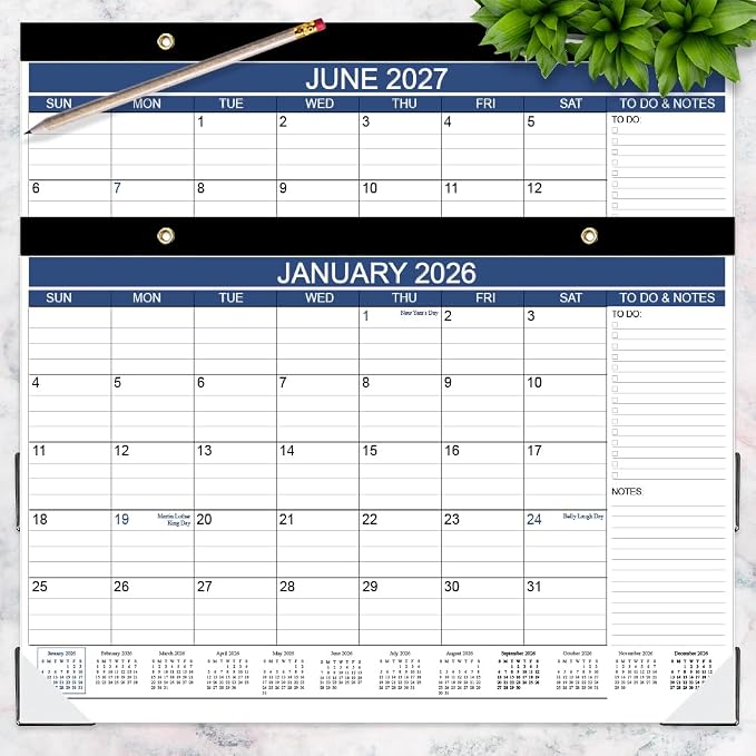 Desk Calendar 2026-2027, Runs Apr 2026 to Jun 2027, Desk-Calendar with to-do List, 140gsm Paper, 15 Monthly, 17" x 12" Calendar 2026-2027, Desk Calendars for School, Home or Office