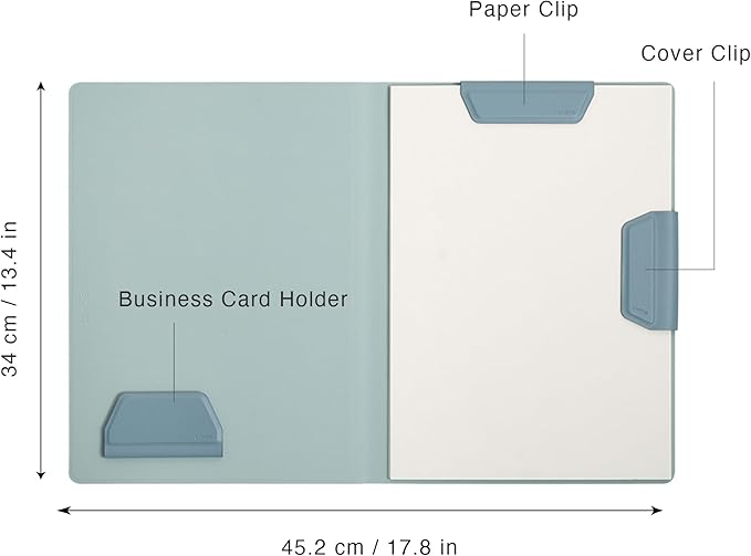 LHiDS Creative Magnetic Business Portfolio Lite Resume Padfolio Organizer with Clipboard, Paper Clip, Writing Pad, Pen/Card Holder, Magnetic Closure for Work, School and More (Sky Blue, A4/Letter)