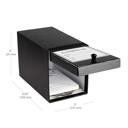 Apothecary Products File Organizer & Box, Storage for Paper, Files, Prescriptions, Includes File Arch, Black
