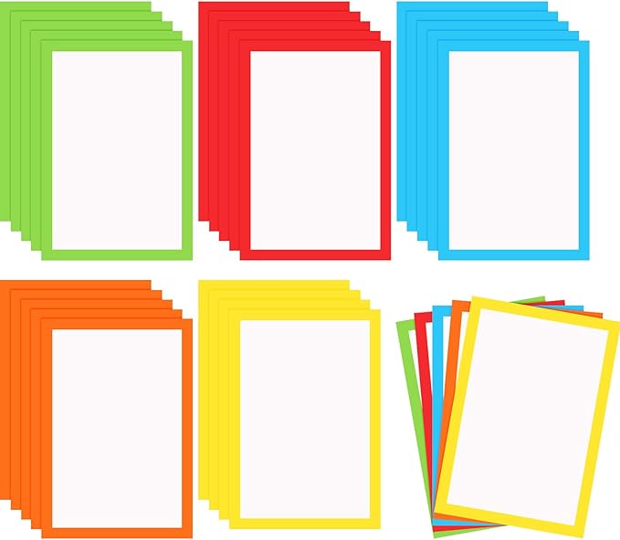 Dianelhall 25 Pcs Rainbow Color Frame Poster Board 10.2 x 15 Inch Colored White Poster Board Paper Colorful Bright Blank Display Board for School Project Kid DIY Craft Presentation Holiday Event