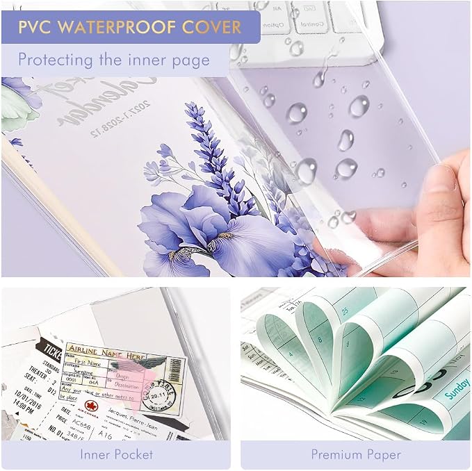 Pocket Calendar 2027-2028 for Purse, Small Pocket Planner 2027-2028 for Purse 3.5×6.5In, 24 Month Organizer from Jan 2027- Dec 2028 Mini Planner with Pvc Cover for Organizing & Planning