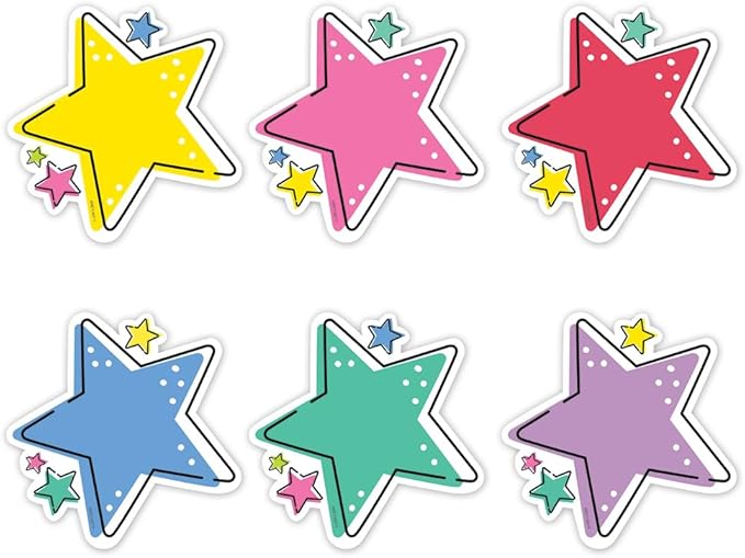 Star Bright Stars 6" Designer Cut-Outs Classroom Décor Accents Top Classroom Decorating Accents (Creative Teaching Press 10927)