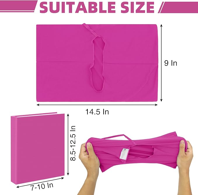 KICNIC Big Rose Fabric Book Cover for Hardcover, 9x11 Inch, 1 Pack, Up to 10”x12.5”, Adjustable School Book Sleeve Protector for Teens, Stretchable Decorative Cloth Book Sox for Book Lovers