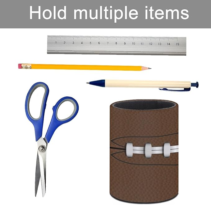 American Football Pen Holder Pencil Organizer Cute Pencil Cup Desk Decor Makeup Brush Holder PU Multifunctional Office Suppliesfor Home Classroom School