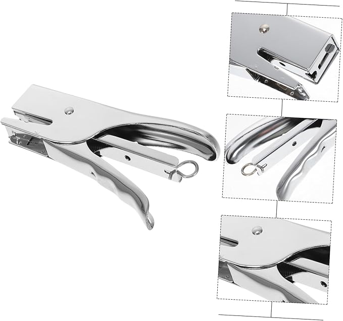 Stapless Stapler Hand Grip Heavy Duty Plier Stapler Metal for Desk Book Sewer No-jam Effortless to Use for Office School Warehouse